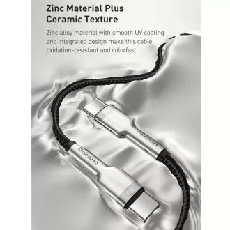 Cablu de date/încărcare Baseus Cafule Series USB-C tată la USB-C tată cu terminale metalice 100W 1m, negru