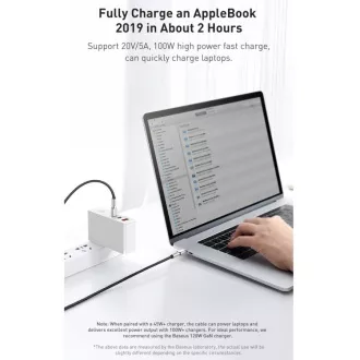 Cablu de date/încărcare Baseus Cafule Series USB-C tată la USB-C tată cu terminale metalice 100W 1m, negru