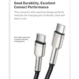 Cablu de date/încărcare Baseus Cafule Series USB-C tată la USB-C tată cu terminale metalice 100W 1m, negru