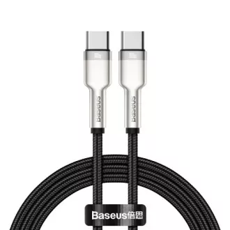Cablu de încărcare / date Baseus Cafule Series USB-C tată la USB-C tată cu terminale metalice 100W 2m, negru