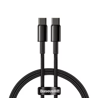 Cablu de date/încărcare rapidă Baseus Tungsten Gold USB-C la USB-C 100W 1m, negru
