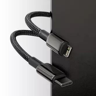 Cablu de încărcare rapidă / date Baseus Tungsten Gold USB-C la Lightning PD 20W 1m, negru