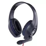 Căști GEMBIRD cu microfon GHS-05-M, gaming, negru-albastru, 1x mufă 3,5mm cu 4 poli