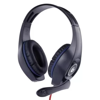 Căști GEMBIRD cu microfon GHS-05-M, gaming, negru-albastru, 1x mufă 3,5mm cu 4 poli
