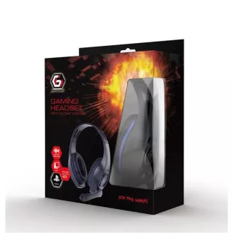 Căști GEMBIRD cu microfon GHS-05-M, gaming, negru-albastru, 1x mufă 3,5mm cu 4 poli