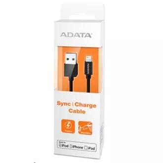 Cablu ADATA Sync & Charge Lightning - USB A 2.0, 100cm, plastic, negru