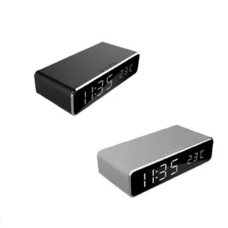 Ceas alarma digital GEMBIRD cu functie de incarcare wireless, negru/negru