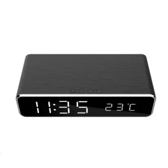 Ceas alarma digital GEMBIRD cu functie de incarcare wireless, negru/negru
