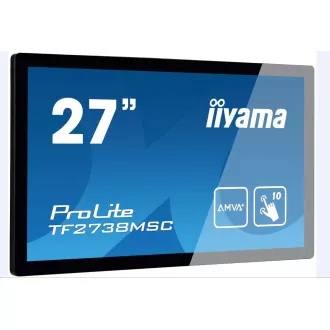 Monitor tactil Iiyama ProLite TF2738MSC-B2, 68, 6 cm (27 inchi), Capacitiv proiectat, 10 TP, Full HD, negru