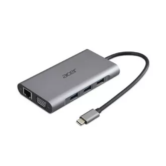 Dongle ACER 12v1 tip C: 2 x USB3.2, 2 x USB2.0, 1 x SD / TF, 2 x HDMI, 1 x PD, 1 x DP, 1 x RJ45, 1 x 3.5 Audio