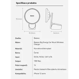 Suport Baseus Big Energy cu încărcare fără fir 15W negru (compatibil cu Apple iPhone 12 Series) Suport Baseus Big Energy cu încărcare fără fir 15W negru (compatibil cu Apple iPhone 12 Series)