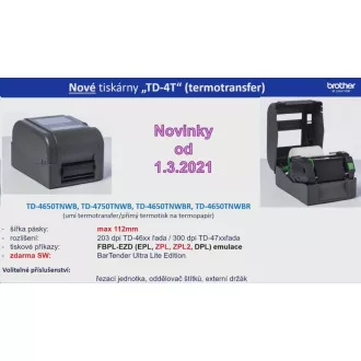 Imprimantă de etichete BROTHER TD-4750TNWB (imprimare etichete, 300 dpi, lățime maximă etichetă 112 mm) USB, LAN, WiFi, Bluetooth, RS-232C Imprimantă de etichete BROTHER TD-4750TNWB (imprimare etichete, 300 dpi, lățime maximă etichetă 112 mm) USB, LAN, WiFi, Bluetooth, RS-232C