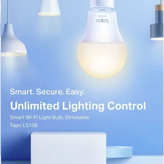 TP-Link Tapo L510E (2-pachet) bec LED inteligent WiFi dimabil (alb, 2700K, 806lm, 2, 4GHz, E27)