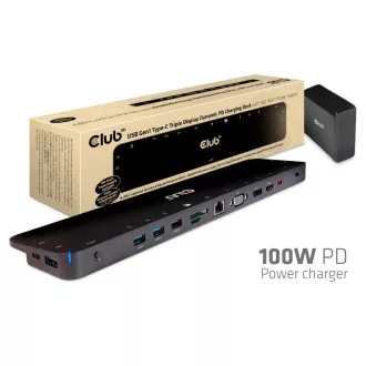 Stație de andocare Club3D USB-C 14v1, 1xDP, 1xHDMI, 1xVGA, 2xUSB-C, 5xUSB, cititor de carduri SD, 1xRJ45, neagră