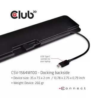 Stație de andocare Club3D USB-C 14v1, 1xDP, 1xHDMI, 1xVGA, 2xUSB-C, 5xUSB, cititor de carduri SD, 1xRJ45, neagră