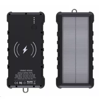 Power bank solar pentru exterior Viking W24W 24000 mAh, incarcare wireless