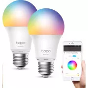 TP-Link Tapo L530E(2-pachet) bec LED inteligent WiFi dimabil (culoare, 2500K-6500K, 806lm, 2, 4GHz, E27)