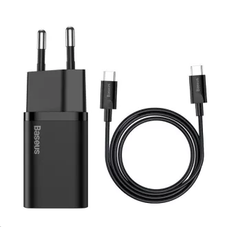 Încărcător rapid Baseus Super Si 1C 25W EU + cablu Type-C / Type-C 3A 1m negru Încărcător rapid Baseus Super Si 1C 25W EU + cablu Type-C / Type-C 3A 1m negru
