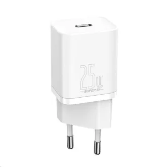 Încărcător rapid Baseus Super Si 1C 25W EU + cablu Type-C / Type-C 3A 1m alb