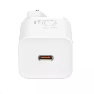 Încărcător rapid Baseus Super Si 1C 25W EU + cablu Type-C / Type-C 3A 1m alb
