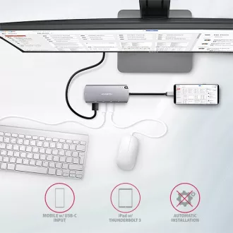 AXAGON HMC-6M2, hub USB 3.2 Gen 1, porturi 2x USB-A, HDMI, RJ-45 GLAN, slot SATA M.2, PD 100W, cablu USB-C 18cm