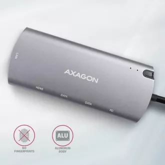 AXAGON HMC-6M2, hub USB 3.2 Gen 1, porturi 2x USB-A, HDMI, RJ-45 GLAN, slot SATA M.2, PD 100W, cablu USB-C 18cm