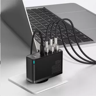 Baseus GaN2 Pentru adaptor de încărcare rapidă 2x Type-C + 2x USB-A 100W negru