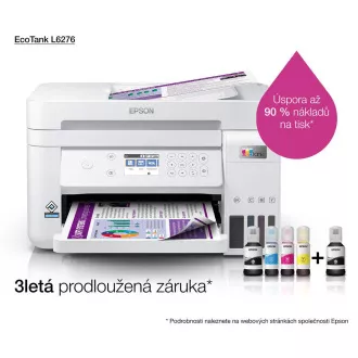 Imprimantă cu cerneală EPSON EcoTank L6276, 3 în 1, A4, 1200 x 4800 dpi, 33 ppm, USB, Wi-Fi, LAN, albă, garanție 5 ani după înregistrare gratuită