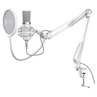 Microfon SPC Gear SM950 Onyx alb / cu fir / Streaming / Filtru anti-pop / Anti-shake / Suport USB / Alb
