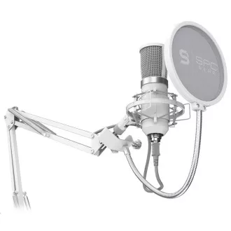 Microfon SPC Gear SM950 Onyx alb / cu fir / Streaming / Filtru anti-pop / Anti-shake / Suport USB / Alb
