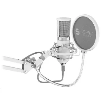 Microfon SPC Gear SM950 Onyx alb / cu fir / Streaming / Filtru anti-pop / Anti-shake / Suport USB / Alb