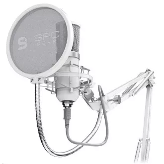 Microfon SPC Gear SM950 Onyx alb / cu fir / Streaming / Filtru anti-pop / Anti-shake / Suport USB / Alb