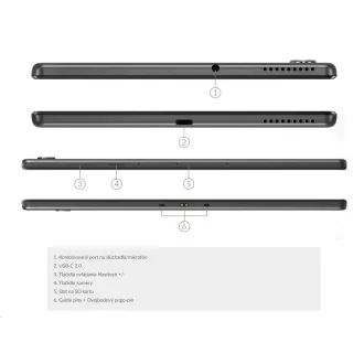 LENOVO Tab M10 FHD Plus-Helio P22T, 10,3" FHD touch, 4GB, 128GB, 4G LTE, IMG PowerVR GE8320 GPU, cameră video, gri, Android 9, 2Y