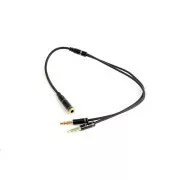 GEMBIRD Jack 3, 5mm (4 poli) la 2x3, 5mm F/M, terminale metalice, 20cm, negru