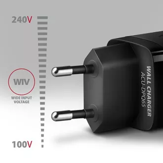 AXAGON ACU-DPQ65, încărcător de rețea GaN 65W, 3x port (USB-A   USB-C dual), PD3.0/QC4 /PPS/Apple, negru