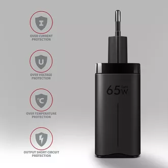 AXAGON ACU-DPQ65, încărcător de rețea GaN 65W, 3x port (USB-A   USB-C dual), PD3.0/QC4 /PPS/Apple, negru