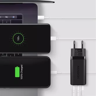 AXAGON ACU-DPQ65, încărcător de rețea GaN 65W, 3x port (USB-A   USB-C dual), PD3.0/QC4 /PPS/Apple, negru