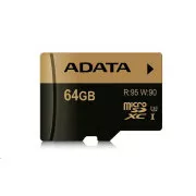 Card ADATA MicroSDXC 64GB Premier Pro UHS-I V30S (R:100/W:80 MB/s)   adaptor SD