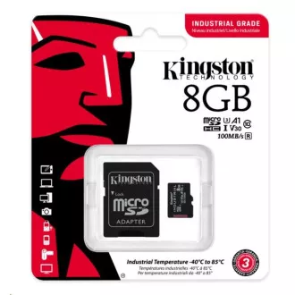 Card Kingston 8GB microSDHC Industrial C10 A1 pSLC + Adaptor SD