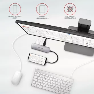 AXAGON HMC-5, hub USB 3.2 Gen 1, porturi 2x USB-A, HDMI, slot SD / microSD, PD 100W, cablu USB-C 20cm