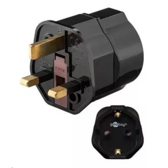 Adaptor de călătorie Goobay pentru priză din Marea Britanie și aparate cu ștecher ceh și pin de împământare Adaptor de călătorie Goobay pentru priză din Marea Britanie și aparate cu ștecher ceh și pin de împământare