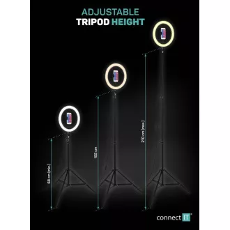 CONNECT IT Selfie12Ring rotund 12" LED + trepied 2, 1 m