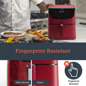 Cosori CP158-AF PREMIUM - Prăjitor cu aer cald de 5,5 l 5 x frigărui și grătar. grilă, roșu Cosori CP158-AF PREMIUM - Prăjitor cu aer cald de 5,5 l 5 x frigărui și grătar. grilă, roșu