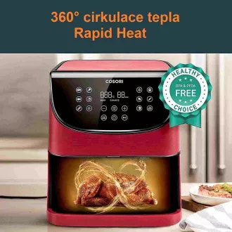 Cosori CP158-AF PREMIUM - Prăjitor cu aer cald de 5,5 l 5 x frigărui și grătar. grilă, roșu Cosori CP158-AF PREMIUM - Prăjitor cu aer cald de 5,5 l 5 x frigărui și grătar. grilă, roșu