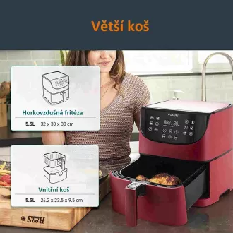 Cosori CP158-AF PREMIUM - Prăjitor cu aer cald de 5,5 l 5 x frigărui și grătar. grilă, roșu Cosori CP158-AF PREMIUM - Prăjitor cu aer cald de 5,5 l 5 x frigărui și grătar. grilă, roșu