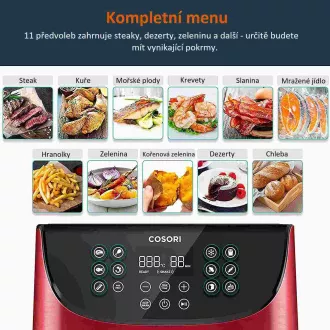 Cosori CP158-AF PREMIUM - Prăjitor cu aer cald de 5,5 l 5 x frigărui și grătar. grilă, roșu Cosori CP158-AF PREMIUM - Prăjitor cu aer cald de 5,5 l 5 x frigărui și grătar. grilă, roșu