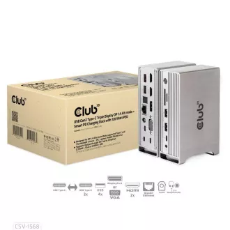 Stație de andocare Club3D USB-C 12v1, 1xDP, 2xHDMI, 1xVGA, 2xUSB-C, 4xUSB, 1xRJ45, 1x3.5mm, gri