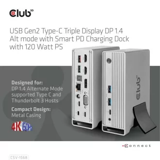 Stație de andocare Club3D USB-C 12v1, 1xDP, 2xHDMI, 1xVGA, 2xUSB-C, 4xUSB, 1xRJ45, 1x3.5mm, gri