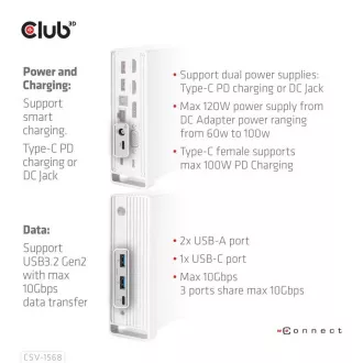 Stație de andocare Club3D USB-C 12v1, 1xDP, 2xHDMI, 1xVGA, 2xUSB-C, 4xUSB, 1xRJ45, 1x3.5mm, gri
