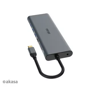 AKASA Docking station USB-C 14in1, USB-C (putere + date), USB 2.0, 2xHDMI, VGA, RJ45, USB 3.2, cititor de carduri, 3, mufă de 5 mm AKASA Docking station USB-C 14in1, USB-C (putere + date), USB 2.0, 2xHDMI, VGA, RJ45, USB 3.2, cititor de carduri, 3, mufă de 5 mm